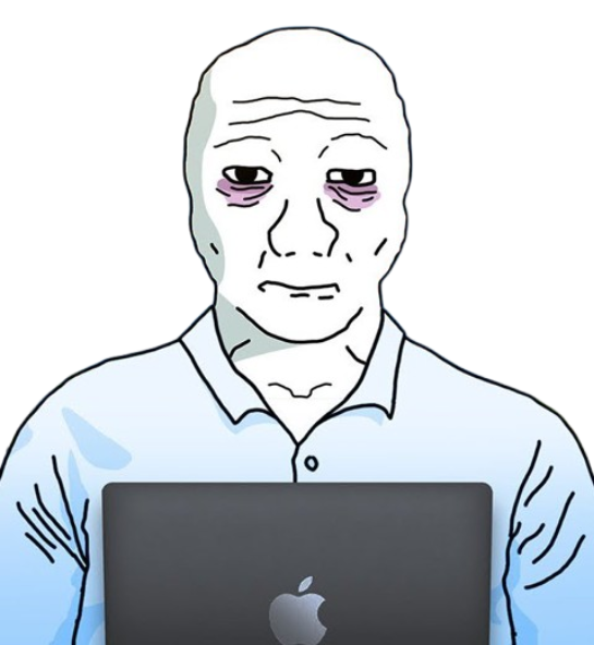Tired Wojak with MacBook